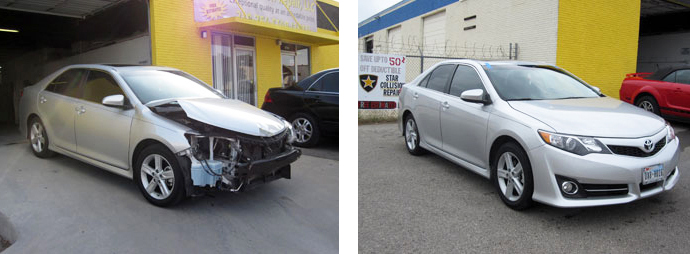 before and after silver car | Star Collision Repair Auto Shop San Antonio